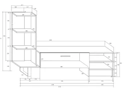 Parete attrezzata 152x97h cm soggiorno rovere bianco lucido Isabel