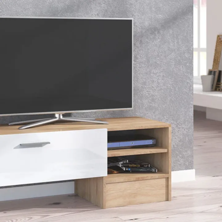 Parete attrezzata 152x97h cm soggiorno rovere bianco lucido Isabel
