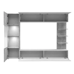 Parete attrezzata 250x187h cm soggiorno bianco effetto pietra Gracia