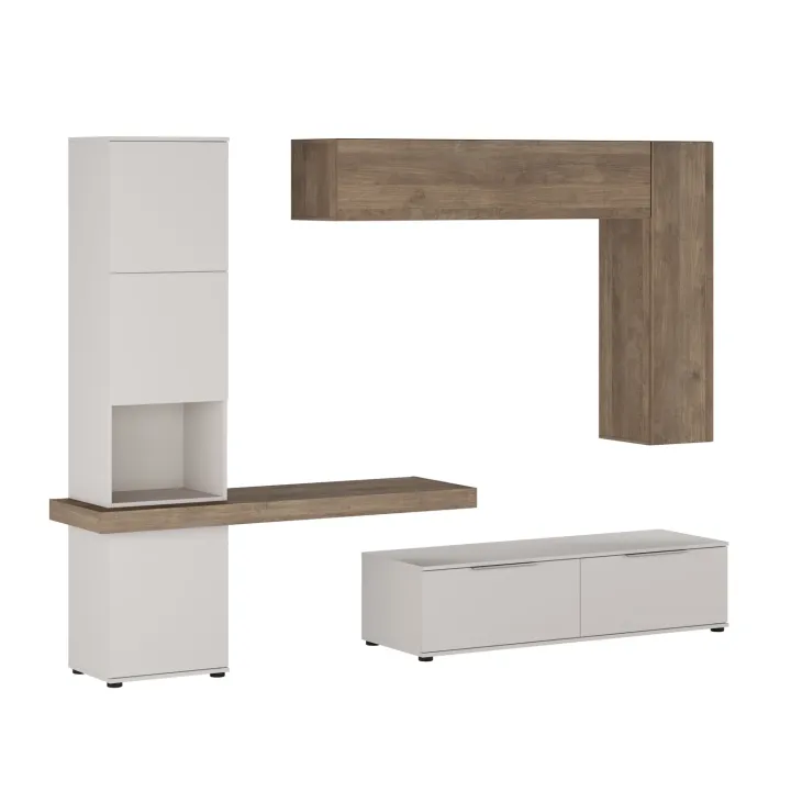 Parete attrezzata 280x207h cm soggiorno beige noce Universe