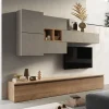 Parete attrezzata 276x190h cm soggiorno tortora rovere chiaro Sunset 24