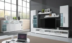 Parete attrezzata 275x175h cm soggiorno bianco lucido Frisk