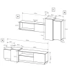 Parete attrezzata 300x183h cm soggiorno bianco opaco quercia James