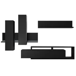 Parete attrezzata 219x205h cm soggiorno nero opaco Megan Gihome®