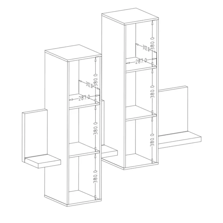 Parete attrezzata 219x205h cm soggiorno nero opaco Megan Gihome®