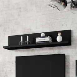Parete attrezzata 219x205h cm soggiorno nero opaco Megan Gihome®