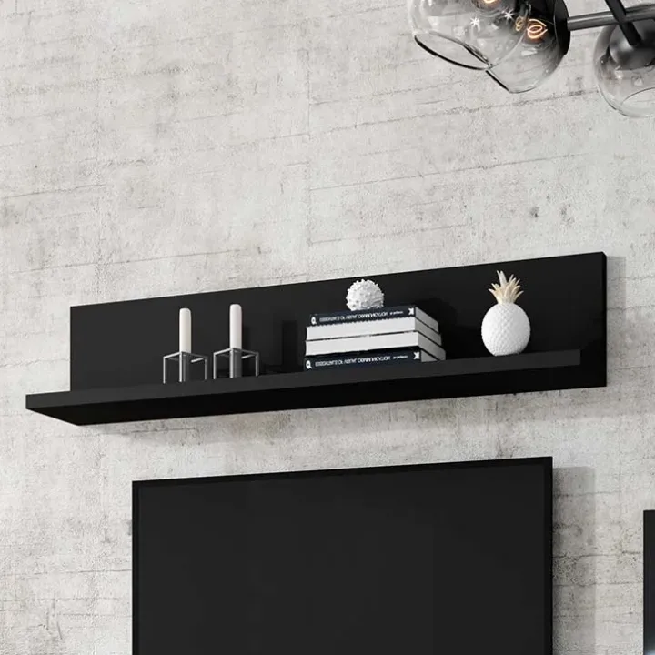 Parete attrezzata 219x205h cm soggiorno nero opaco Megan Gihome®