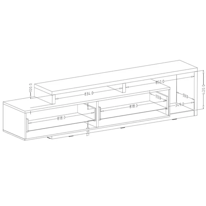 Parete attrezzata 219x205h cm soggiorno verde salvia rovere Megan Gihome®