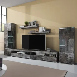 Parete attrezzata 350x170h cm soggiorno ossido Frisk