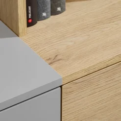 Parete attrezzata 240x160h cm sospesa moderna grigio rovere Tetra