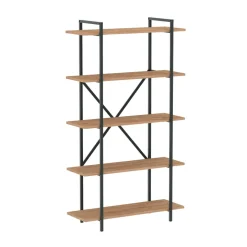 Scaffale libreria 90x160h cm 5 ripiani industrial metallo rovere rustico Loft