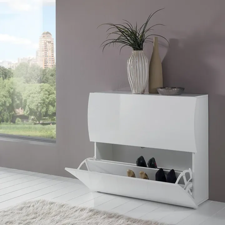 Scarpiera ingresso 101x82h cm 2 ante moderna bianco lucido Sea Gihome®