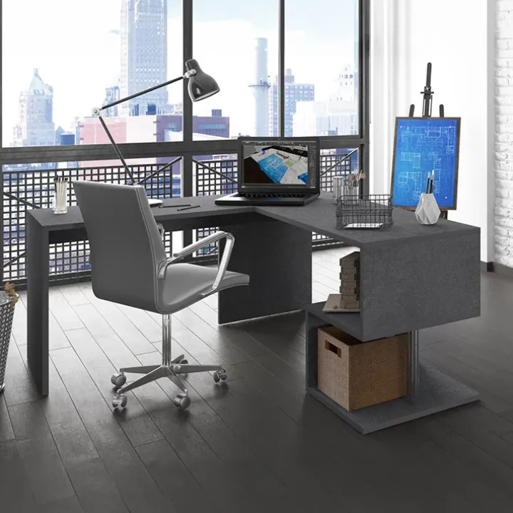 Scrivania angolare ufficio 180x60cm antracite ErgoDesk