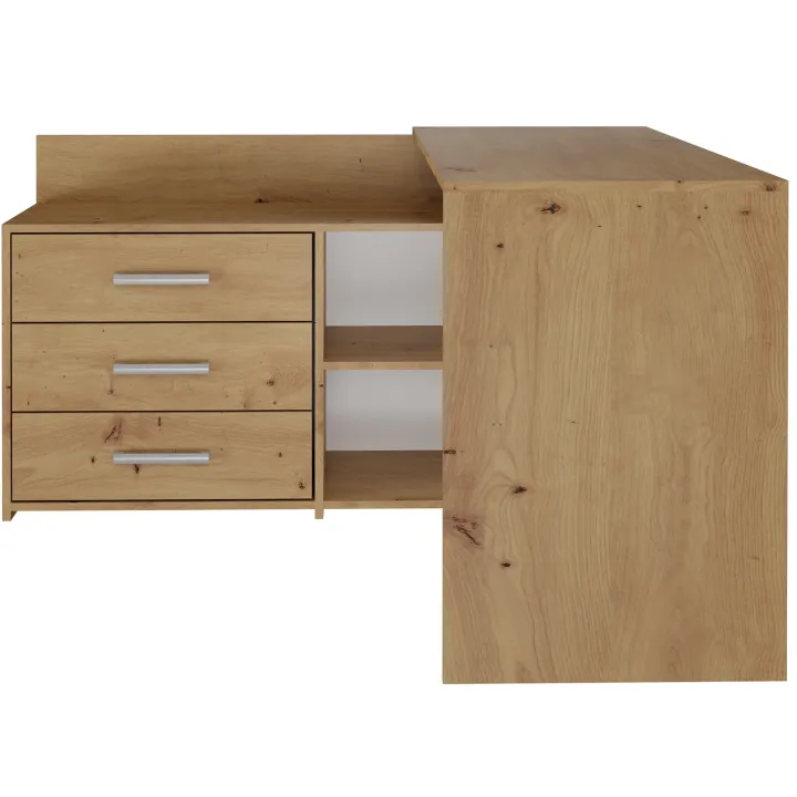 Scrivania angolare ufficio 120x120cm con cassettiera rovere nodoso Genius