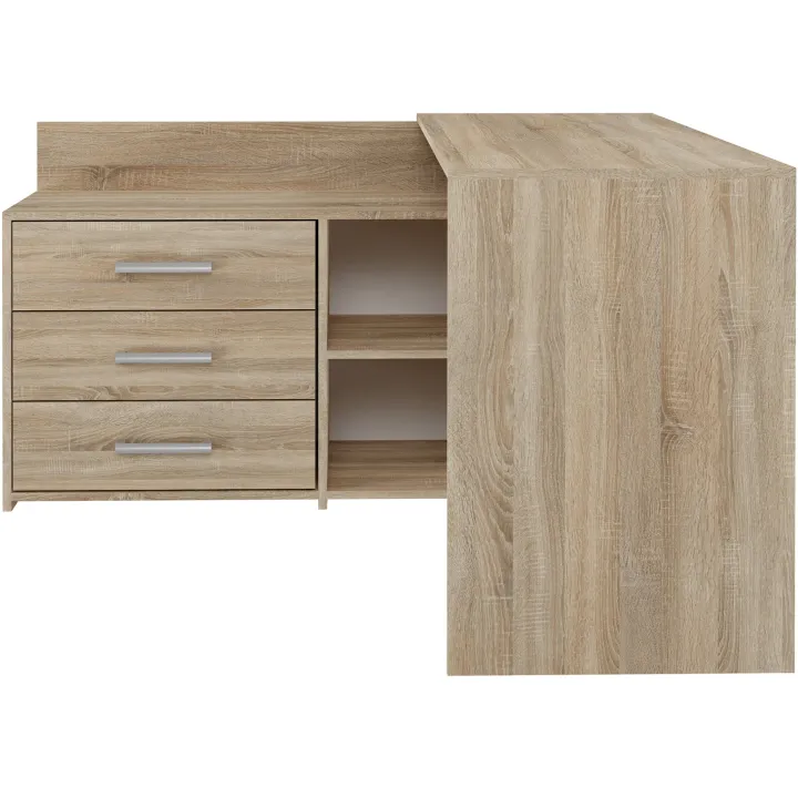 Scrivania angolare ufficio 120x120cm con cassettiera rovere Genius