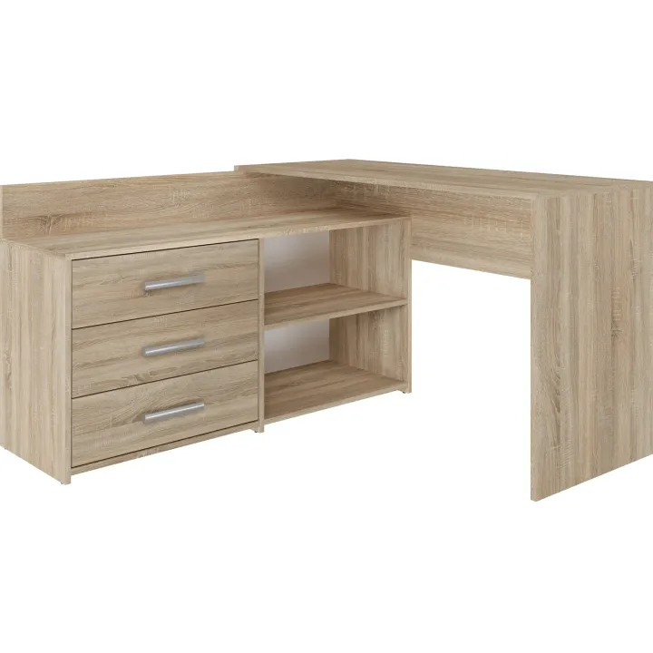 Scrivania angolare ufficio 120x120cm con cassettiera rovere Genius
