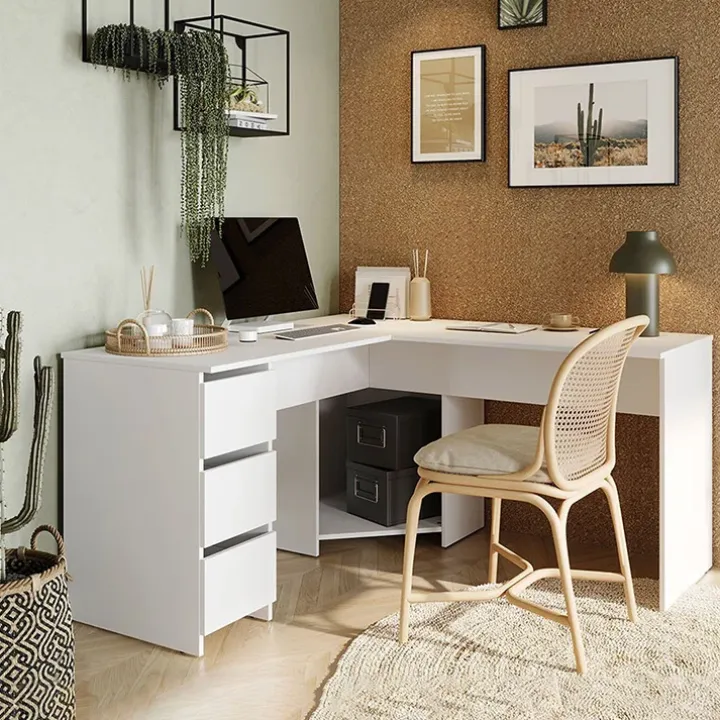 Scrivania angolare 142x142cm bianco Chantal
