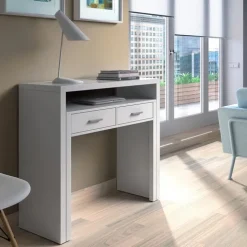 Scrivania consolle ingresso moderna 99x71cm bianco opaco Anastasia