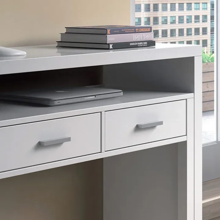 Scrivania consolle ingresso moderna 99x71cm bianco opaco Anastasia