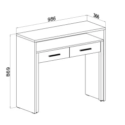 Scrivania consolle 99x71cm scrittoio estraibile bianco frassino cemento Maybelle