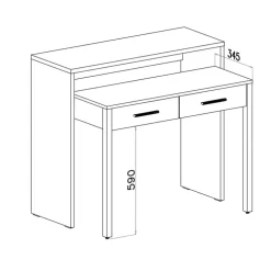 Scrivania consolle 99x71cm scrittoio estraibile bianco frassino cemento Maybelle