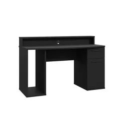 Scrivania gaming 140x65cm moderna con led 2 cassetti nera Crash