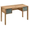 Scrivania moderna 138x53cm 2 cassetti rovere verde Leave