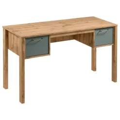 Scrivania moderna 138x53cm 2 cassetti rovere verde Leave