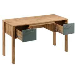 Scrivania moderna 138x53cm 2 cassetti rovere verde Leave