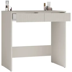 Scrivania scrittoio consolle 81x50cm 2 cassetti cannettato beige cashmere Purpuri