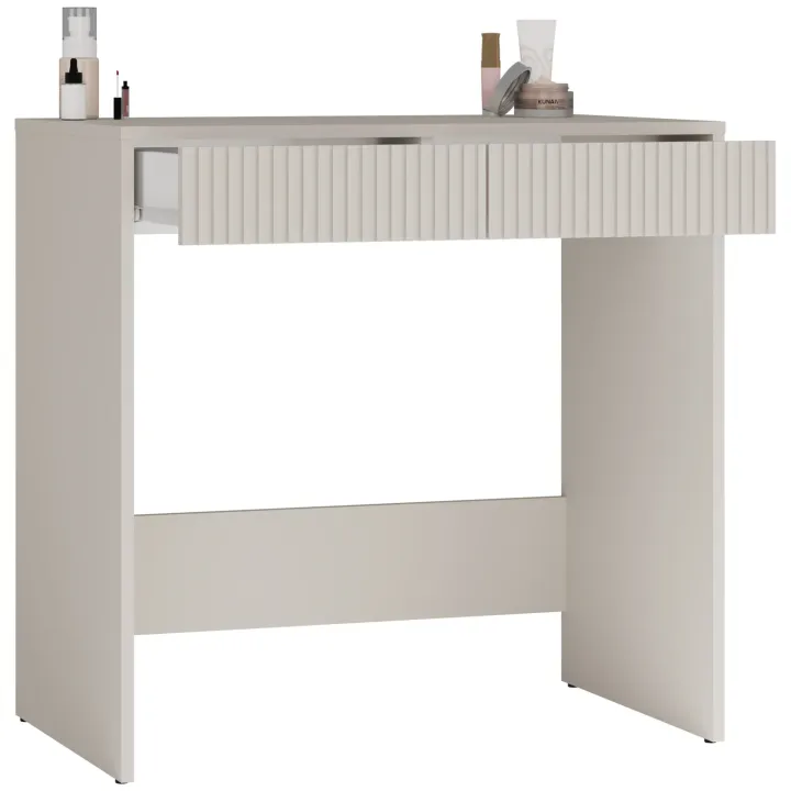 Scrivania scrittoio consolle 81x50cm 2 cassetti cannettato beige cashmere Purpuri