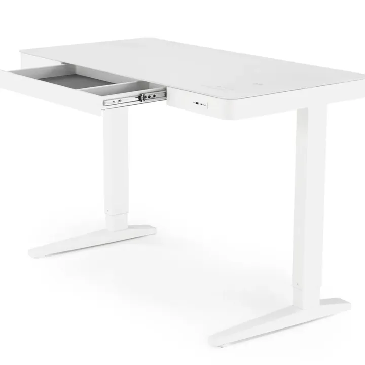 Scrivania touchscreen 120x60cm altezza regolabile ricarica wireless e USB bianco Prisma