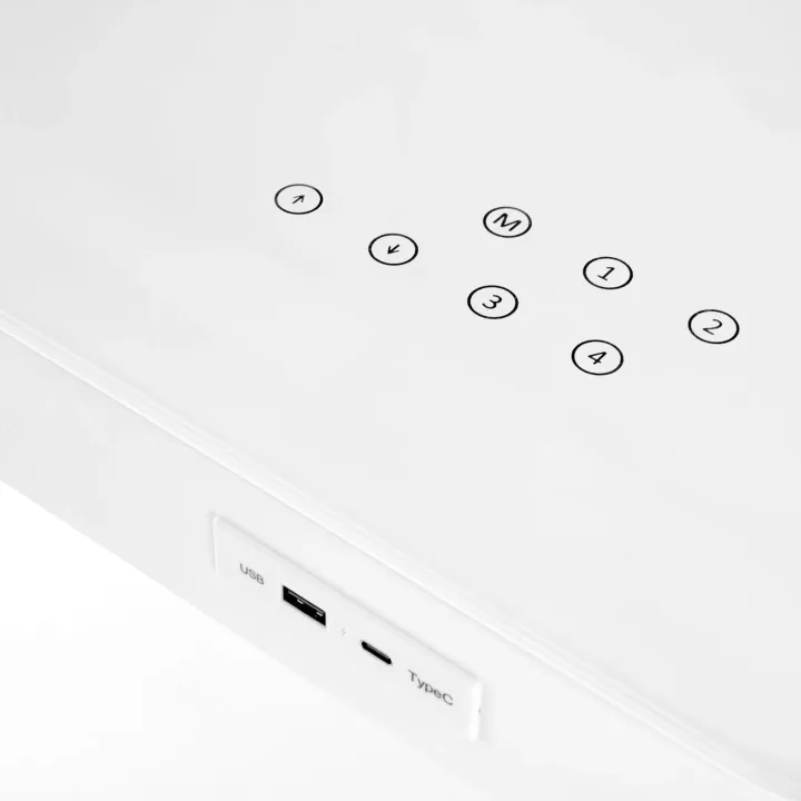 Scrivania touchscreen 120x60cm altezza regolabile ricarica wireless e USB bianco Prisma