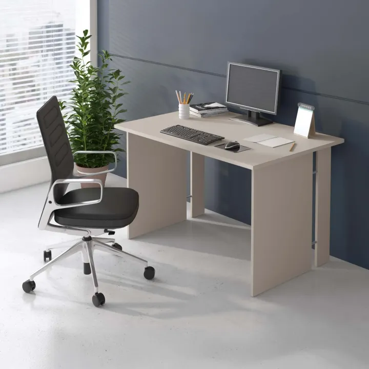 Scrivania ufficio angolare 228x198cm con cassettiera beige cashmere noce Woody