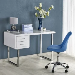 Scrivania ufficio con cassetti 120x55cm bianco laccato lucido Croset