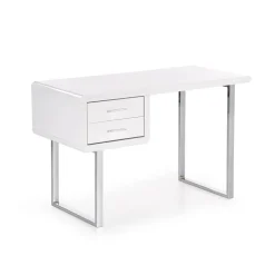 Scrivania ufficio con cassetti 120x55cm bianco laccato lucido Croset