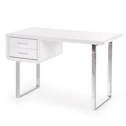 Scrivania ufficio con cassetti 120x55cm bianco laccato lucido Croset