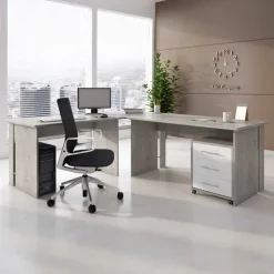 Scrivania ufficio moderna 150x78cm cemento Woody