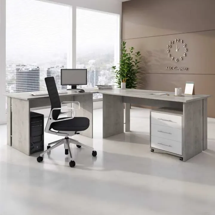 Scrivania ufficio moderna 150x78cm cemento Woody