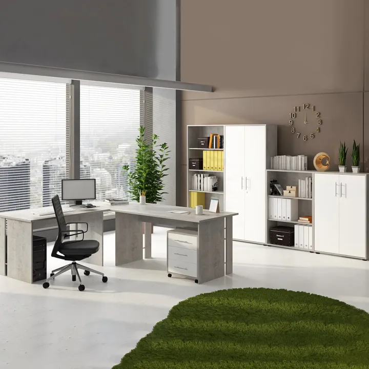 Scrivania ufficio moderna 120x78cm cemento Woody