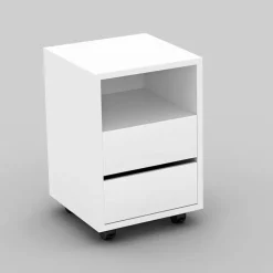 Scrivania ufficio moderna 130x50cm cassettiera bianco opaco Callum