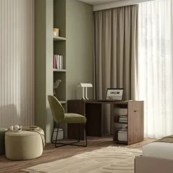 Scrivania ufficio moderna 132x60cm salvaspazio richiudibile rovere scuro Rocky