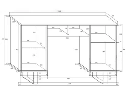 Scrivania ufficio moderna 120x42cm bianco lucido rovere Kelli