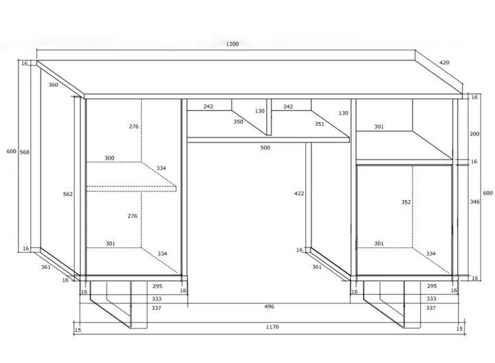 Scrivania ufficio moderna 120x42cm bianco lucido rovere Kelli