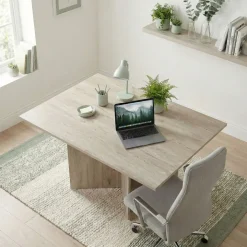 Scrivania ufficio salvaspazio moderna 120x89cm rovere Time M