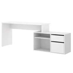 Scrivania ufficio salvaspazio moderna 230x51cm bianco opaco Teddy