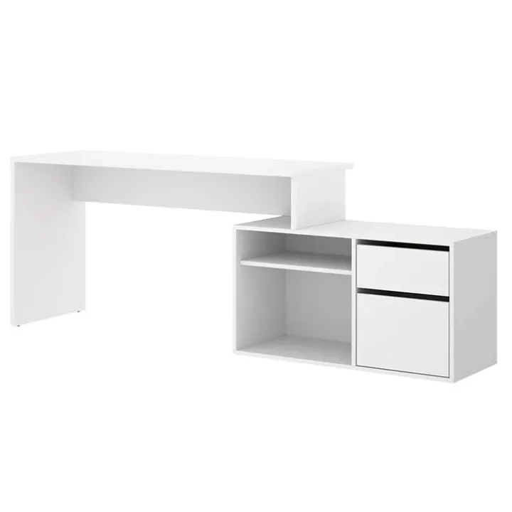 Scrivania ufficio salvaspazio moderna 230x51cm bianco opaco Teddy