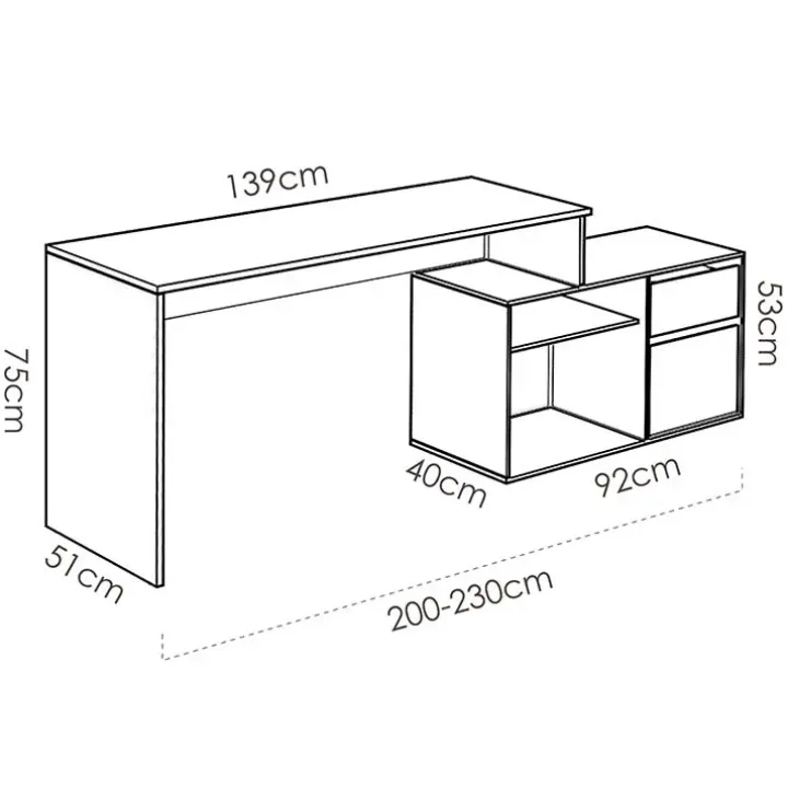 Scrivania ufficio salvaspazio moderna 230x51cm bianco opaco Teddy