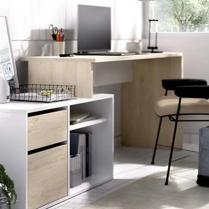 Scrivania ufficio salvaspazio 230x51cm rovere bianco Teddy