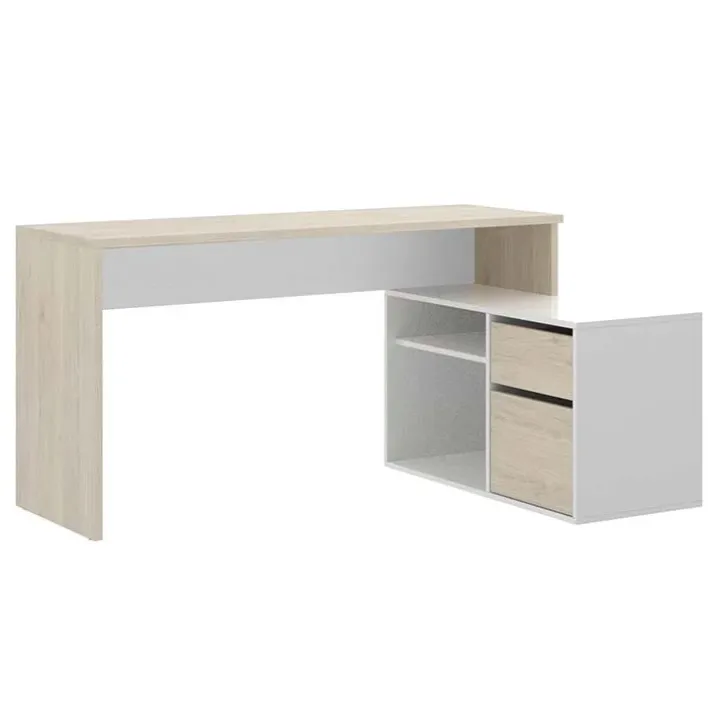 Scrivania ufficio salvaspazio 230x51cm rovere bianco Teddy